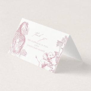Toile de Jouy Safari Baby Shower Thank You