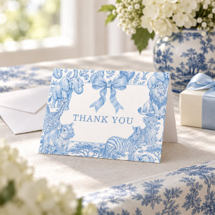 Toile de Jouy Safari Baby Shower Thank you card