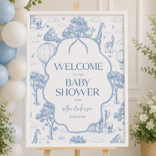 Toile De Jouy Safari Baby Shower Welcome Poster