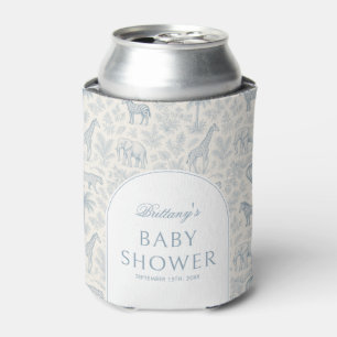 Toile De Jouy Safari Blue Boy Baby Shower  Can Cooler