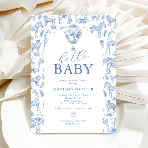 Toile De Jouy Safari Boy Baby Shower Invitation