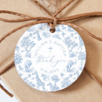 Toile de Jouy Safari Boy Baptism Thank you