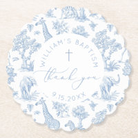 Toile de Jouy Safari Boy Baptism Thank you