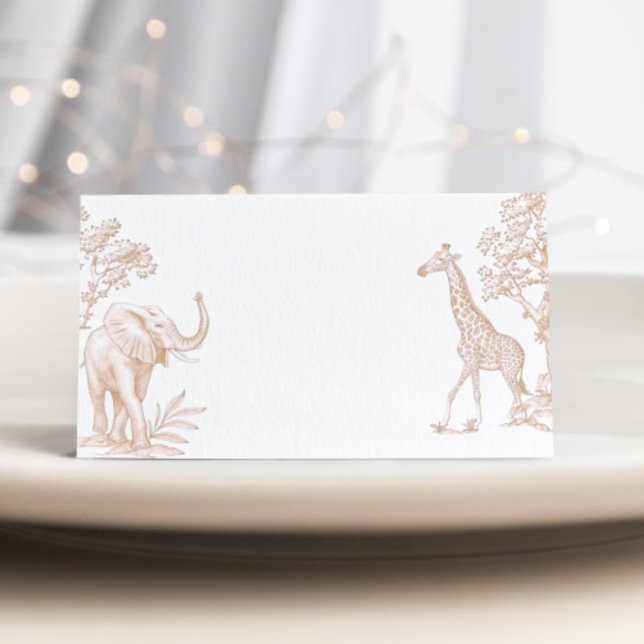 Toile de jouy Safari Gender Neutral baby shower Enclosure Card (Creator Uploaded)
