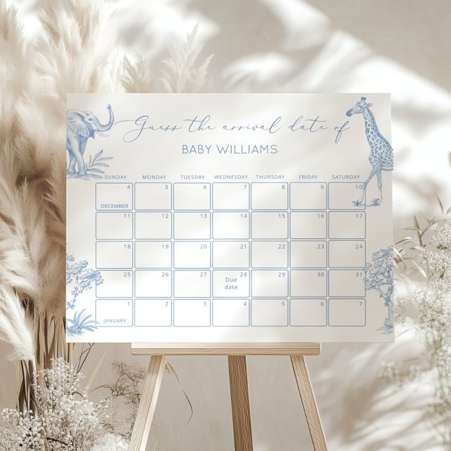 Toile de Jouy Safari Guess the due Date calendar Poster (Creator Uploaded)