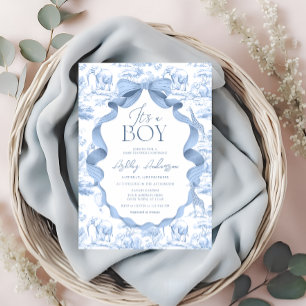 Toile de Jouy Safari It's a Boy Baby Shower Invitation