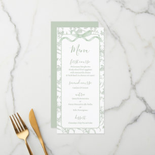 Toile de jouy Sage Baby Shower Menu Card