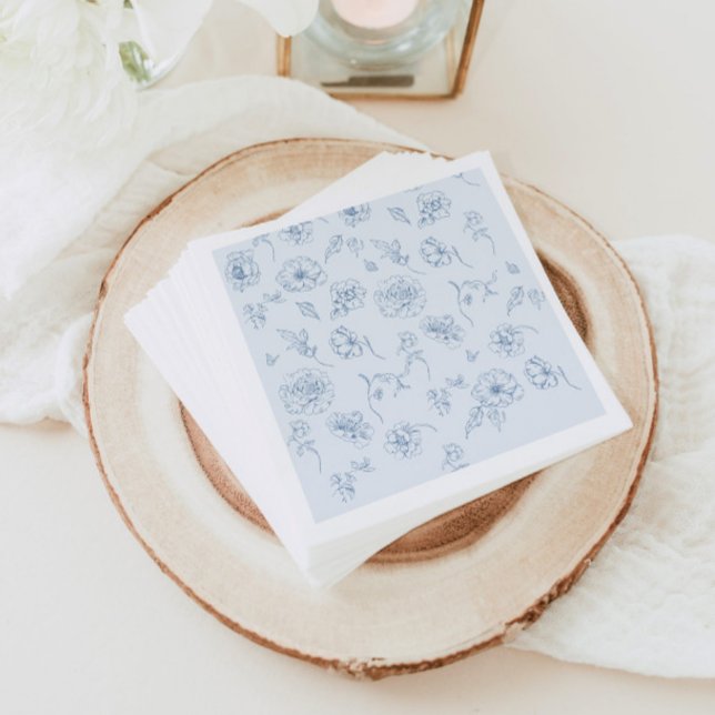 Toile de Jouy Something Blue Floral bridal shower Napkin (Creator Uploaded)
