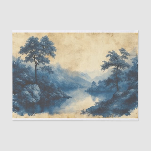 Toile de Jouy still waters landscape Tissue Paper (Front)