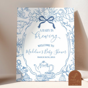 Toile de Jouy Tea Baby Shower Welcome Sign