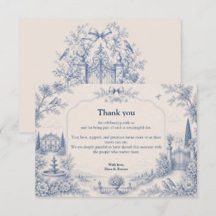 Toile de Jouy Venue Story Wedding Thank You Card