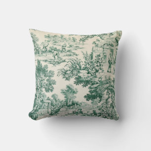 Toile de Jouy vert Cushion