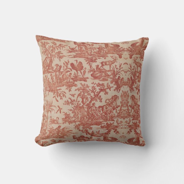 Toile de jouy Vintage Illustration Cushion (Front)