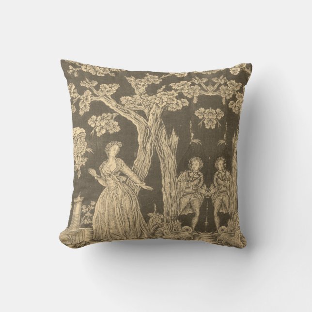 Toile de jouy Vintage Illustration Cushion (Front)