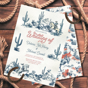 Toile de jouy Western Cowboy Wedding Invitation