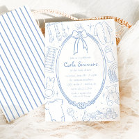 Toile De Jouy Whimsical Blue Baby Shower