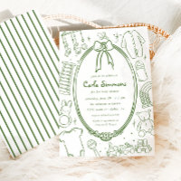 Toile De Jouy Whimsical Green Baby Shower