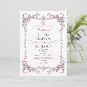 Toile De Joy Plum Wedding Invitation
