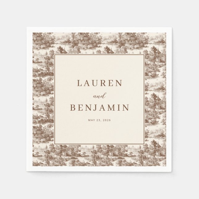 Toile de Romance Wedding Napkin (Front)