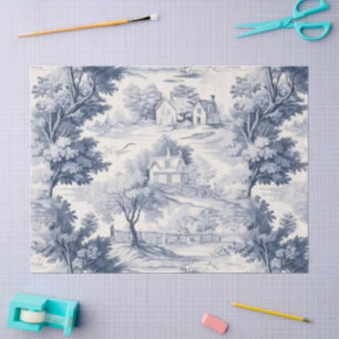 Toile du Jouy Blue Faux French  Tissue Paper