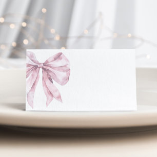 Toile Dusty pink Bow bridal shower place cards