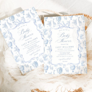 Toile Elegant Safari How air balloon Baby shower Invitation