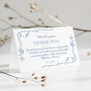 Toile Elegant Vintage Bridal shower thank you Card
