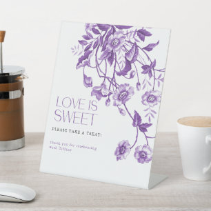 Toile Floral Bridal Shower Advice Pedestal Sign