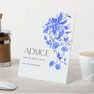 Toile Floral Bridal Shower Advice Pedestal Sign