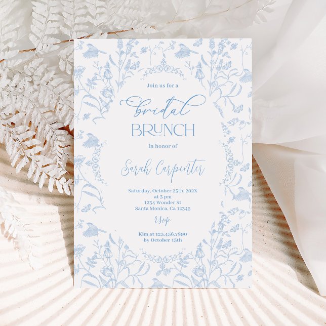Toile Floral Bridal Shower Brunch Invitation (Creator Uploaded)