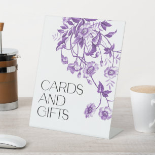 Toile Floral Bridal Shower Cards and Gifts Pedestal Sign