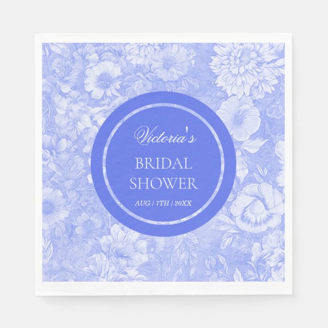 Toile Floral Elegant Bridal Shower  Napkin (Front)