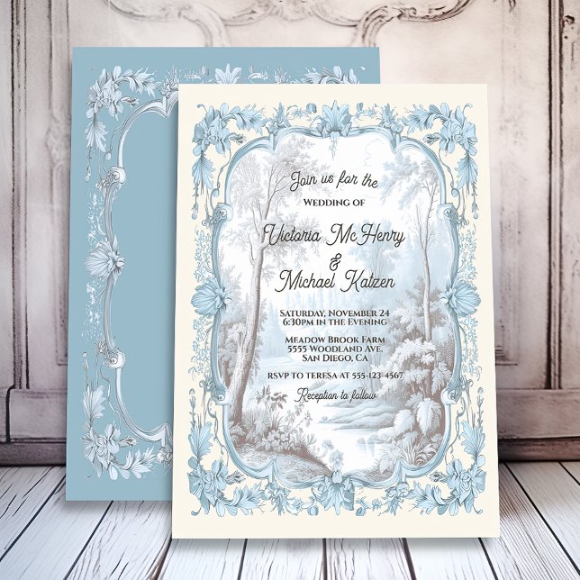 Toile Floral River Park Wedding Invitation (Creator Uploaded)