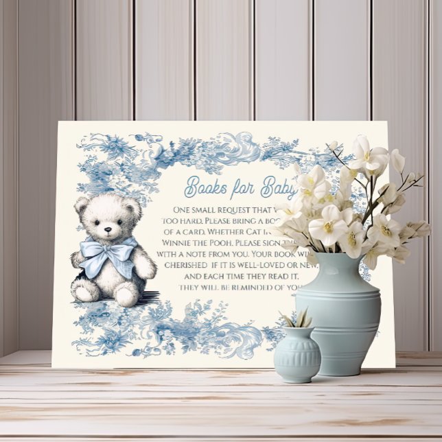 Toile Floral Teddy Bear Books for Baby Invitation (Creator Uploaded)