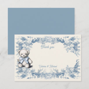 Toile Floral Teddy Bear Thank You Card