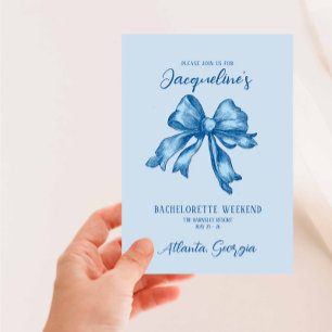 Toile French Blue Coquette Bachelorette Invitation