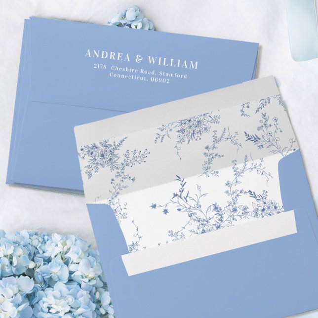 Toile French Dusty Blue Wedding Envelope (Creator Uploaded)