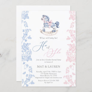 Toile Gender Reveal Invitation
