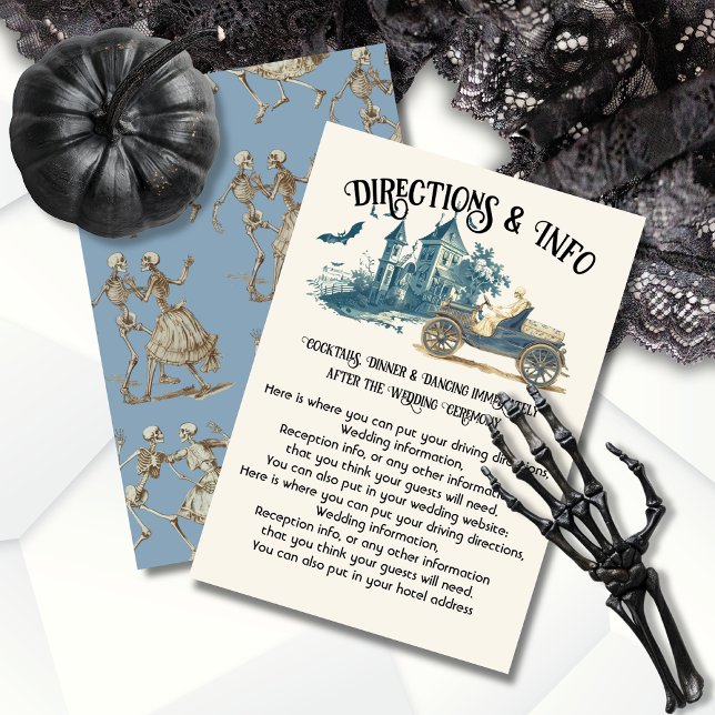 Toile Halloween Skeleton Driving Directions info Invitation (Creator Uploaded)