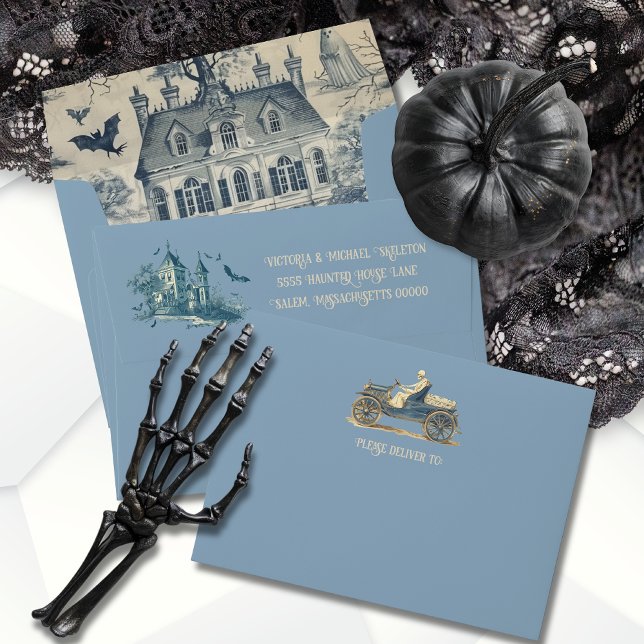 Toile Halloween Skeleton Haunted House Envelope (Creator Uploaded)