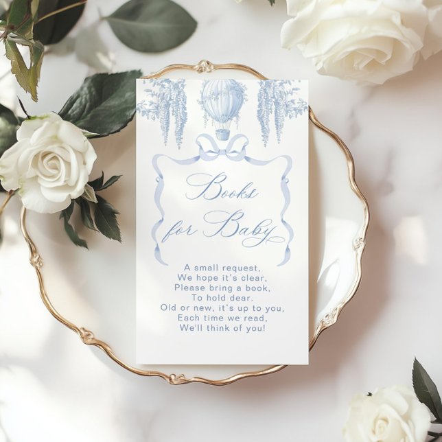 Toile hot air balloon bow Books for baby ticket Enclosure Card (Creator Uploaded)