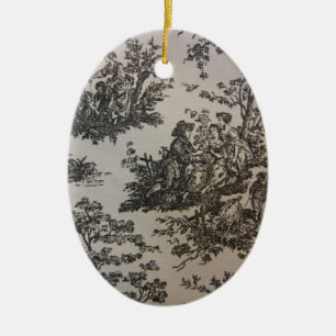 Toile in Black & White Ceramic Ornament
