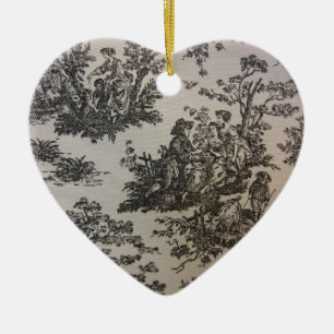 Toile in Black & White Ceramic Tree Decoration
