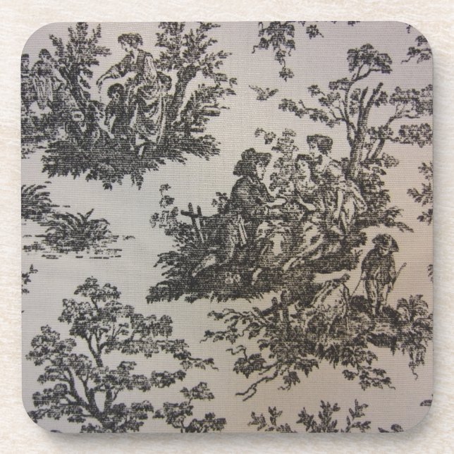 Toile in Black & White Coaster (Front)