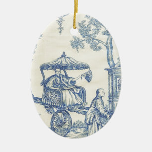 Toile in Blue & White Ceramic Ornament