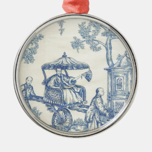 Toile in Blue & White Metal Tree Decoration
