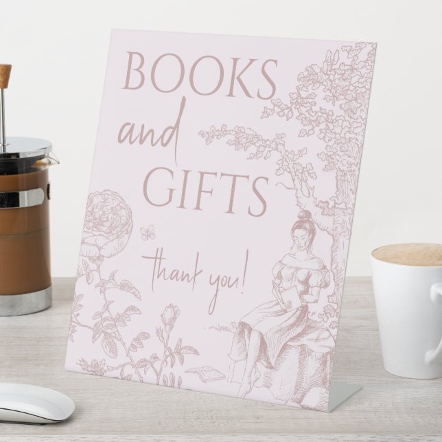 Toile Jouy Baby Shower Books Gifts Thank You Sign  (In SItu)