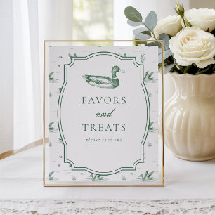 Toile Mallard Duck Gender Neutral Favors & Treats Poster
