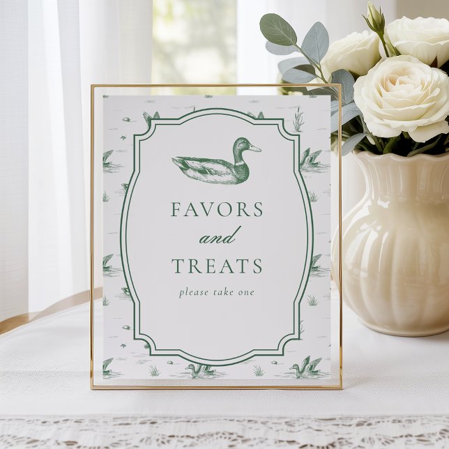 Toile Mallard Duck Gender Neutral Favors & Treats Poster (Creator Uploaded)