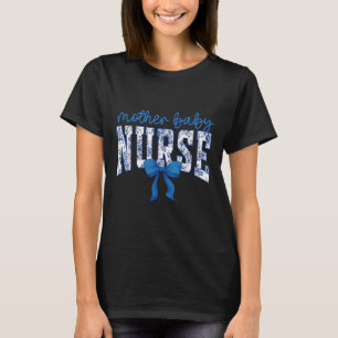 Toile Nurse Bow Blue Coquette Mother Baby Nurse Cr T-Shirt